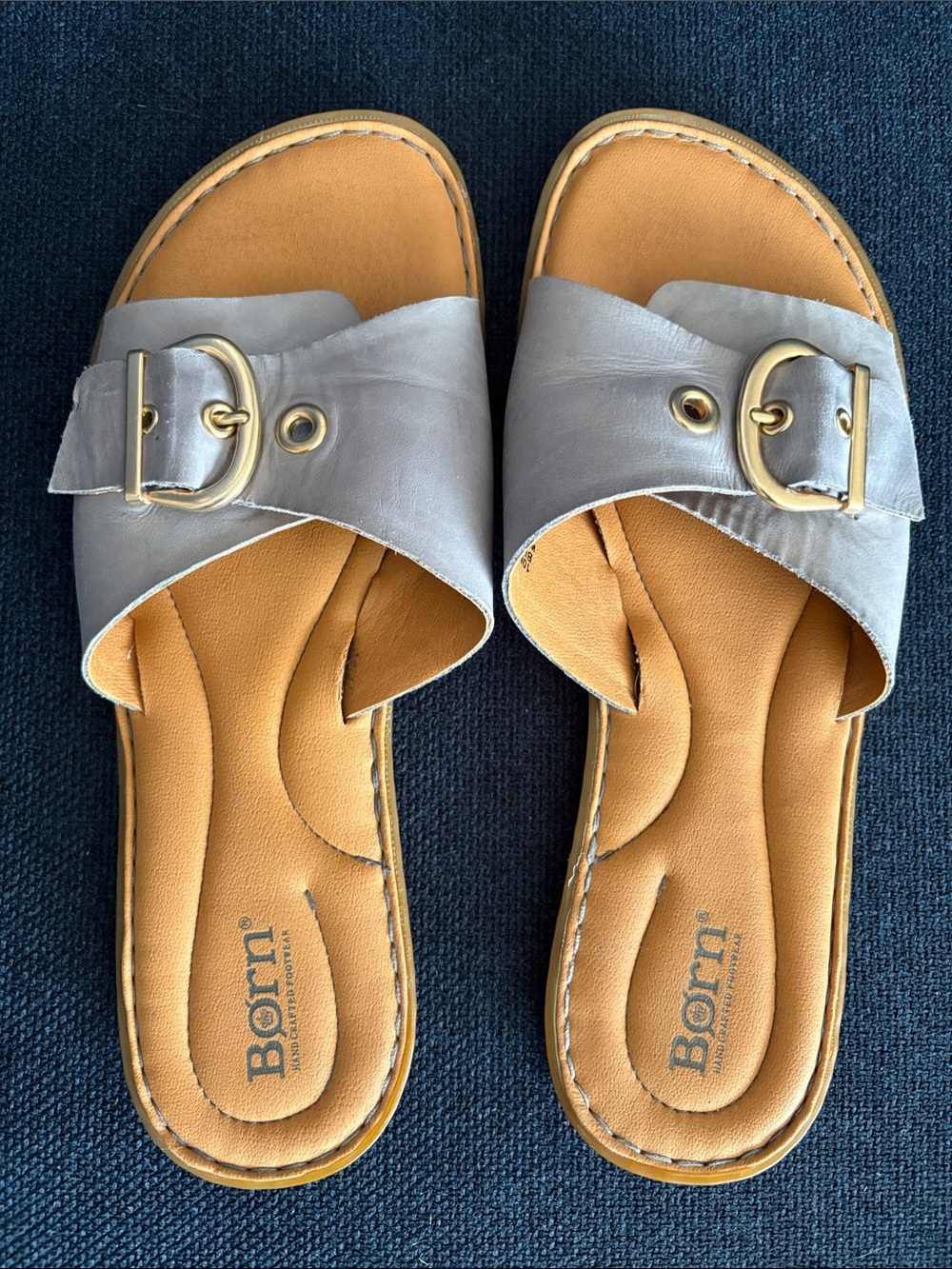 Born Haiki Slide Sandals with Gold Buckles-size 10 NWOT